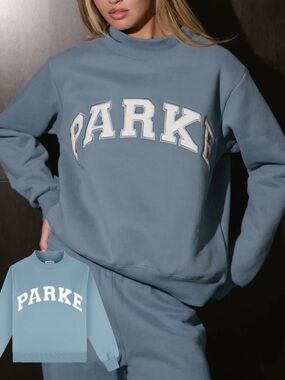 PARKE | NEW! Varsity Mockneck In Glacier/White S/M